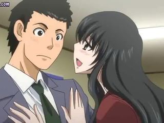 Lascivious anime teacher gives blowjob